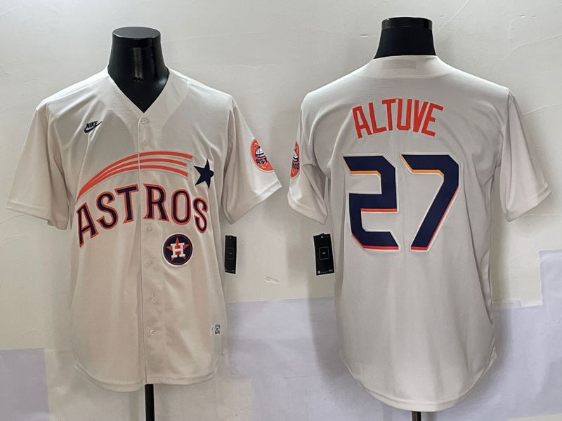 Men Houston Astros #27 Altuve Cream Five generations Joint Name 2025 Nike MLB Jersey style 11